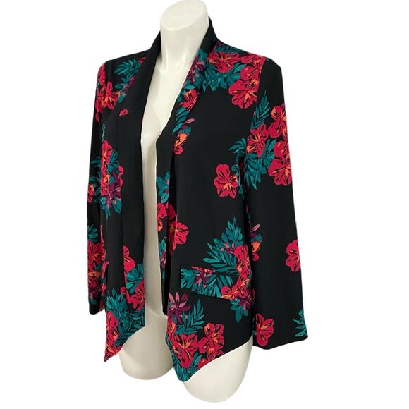 GNW Blazer Womens XL Floral Chiffon Jacket Work Office Casual Church Shawl Lapel - Picture 3 of 15